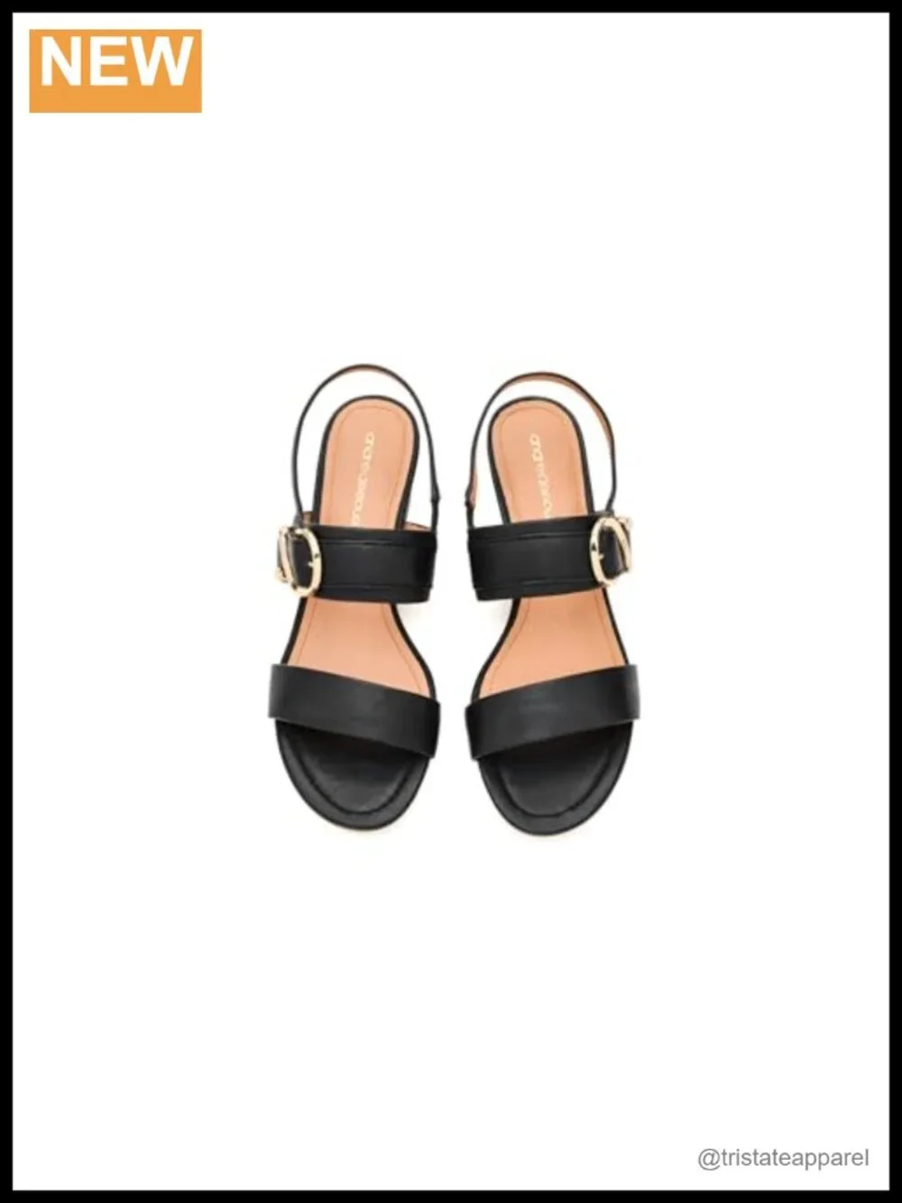 Patresa Slingback Block Heel Sandal Faux Leather Open Toe